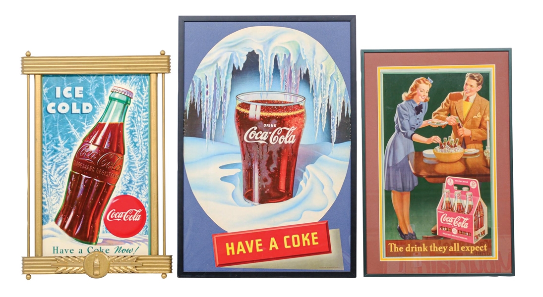 COLLECTION OF 3 COCA-COLA CARDBOARD ADVERTISEMENTS