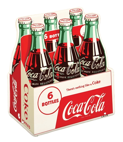 COCA-COLA DIECUT WHITE SIX PACK SIGN. 