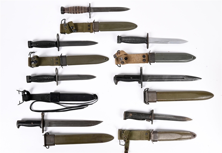 LOT OF 7: US M1, M4, M5, AND M7 BAYONETS.