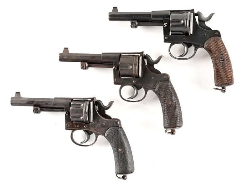 (A) LOT OF 3: SCARCE DUTCH EAST INDIA MODEL 1891 DOUBLE ACTION REVOLVERS.