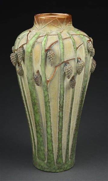 PAUL DACHSEL EARTHWARE TALL GREEN PINECONE VASE