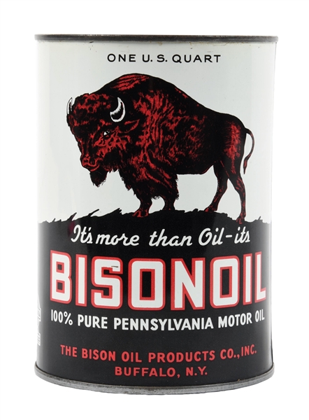 BISONOIL MOTOR OILS ONE QUART CAN W/ BISON GRAPHIC AGS 94.