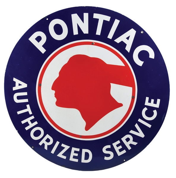 PONTIAC AUTHORIZED SERVICE PORCELAIN SIGN.