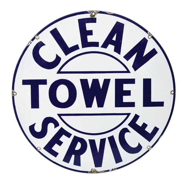 RARE CLEAN TOWEL SERVICE PORCELAIN SIGN AGS 87. 