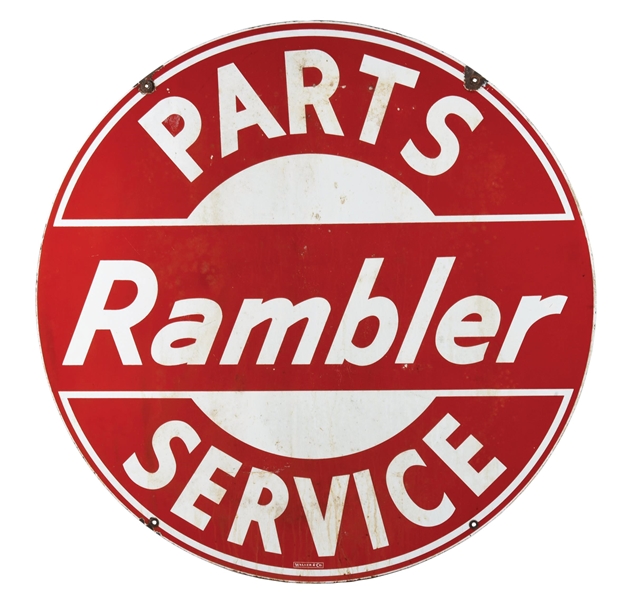 RAMBLER PARTS SERVICE STATION PORCELAIN SIGN.