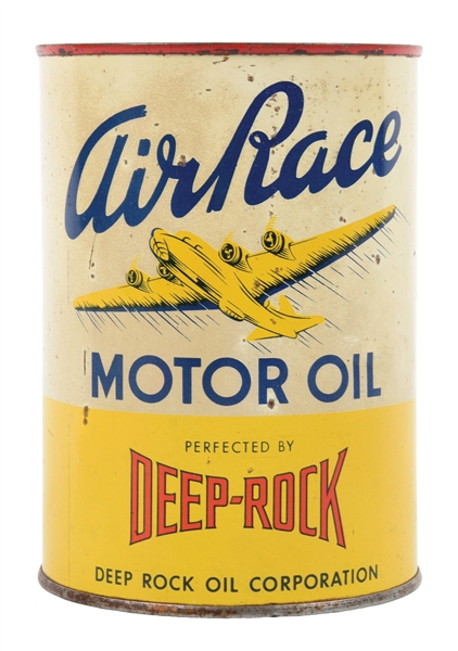 AIR RACE MOTOR OIL ONE QUART CAN W/ AIRPLANE GRAPHIC. 