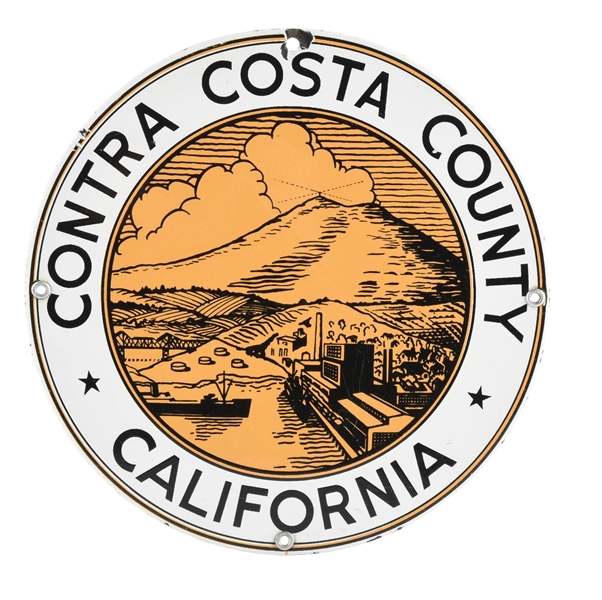 CONTRA COSTA COUNTY CALIFORNIA PORCELAIN MUNICIPAL SIGN. 