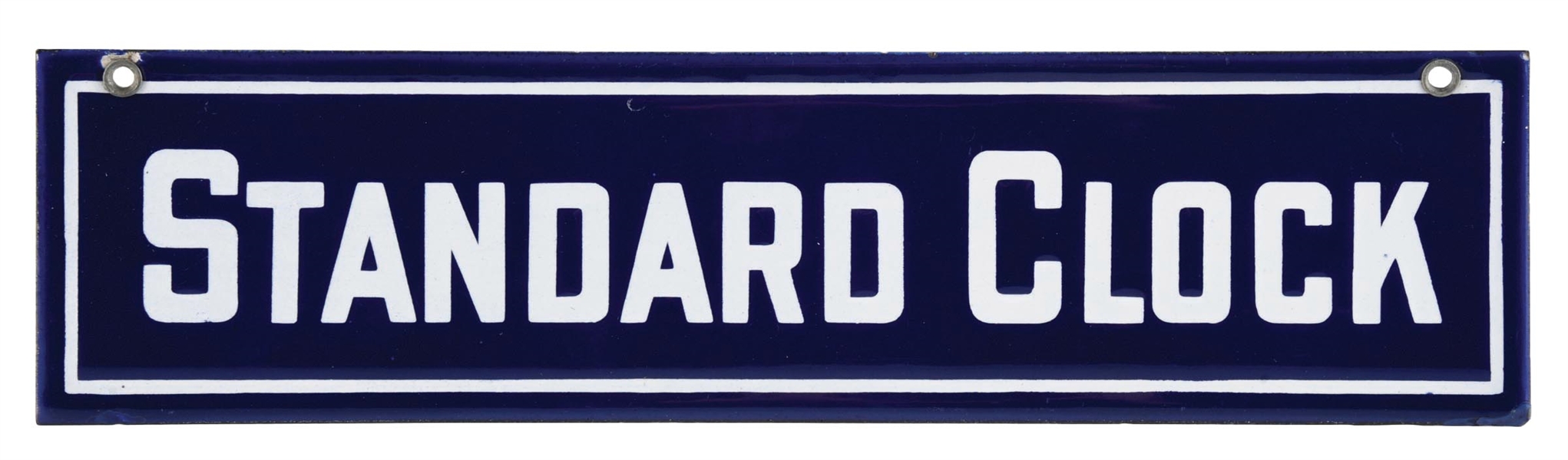 STANDARD CLOCK RAILWAY CAR PORCELAIN SIGN. 