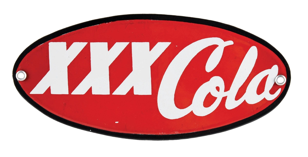 VERY RARE N.O.S. TRIPLE XXX COLA PORCELAIN SIGN.