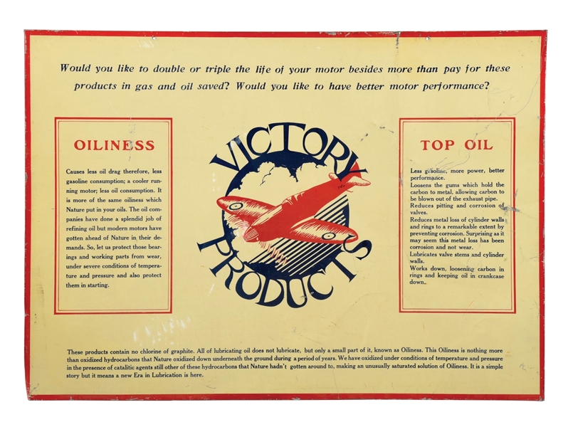 VICTORY PRODUCTS TIN SIGN.