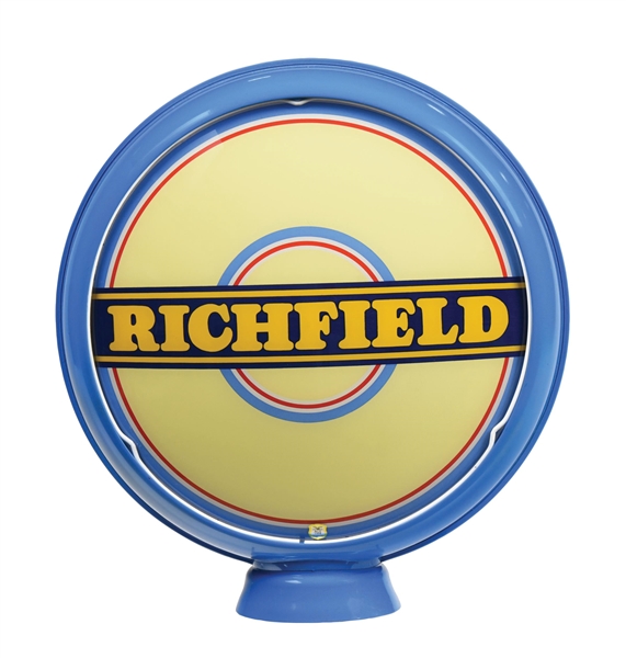 RICHFIELD GASOLINE SINGLE 15" GLOBE LENS ON METAL HIGH PROFILE BODY AGS 96. 