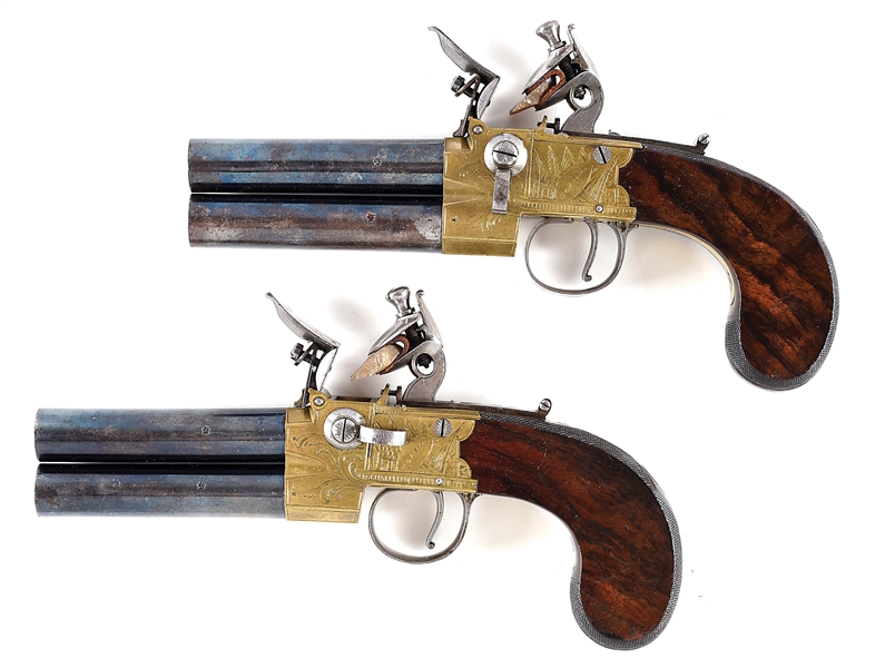 (A) A VERY FINE PAIR OF LARGE BORE BRITISH TAP-ACTION FLINTLOCK PISTOLS BY HOLMES OF LIVERPOOL 