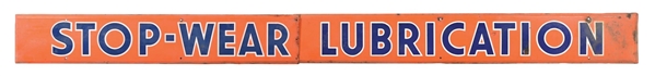 UNION OIL "STOP WEAR LUBRICATION" PORCELAIN STRIP SIGN. 