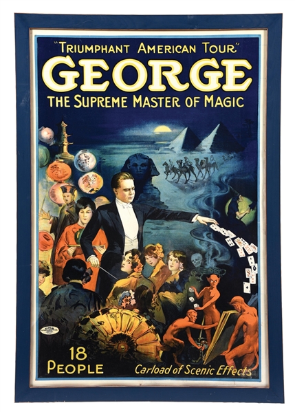 PAPER GEORGE "THE SUPREME MASTER OF MAGIC" POSTER W/ CUSTOM FRAME