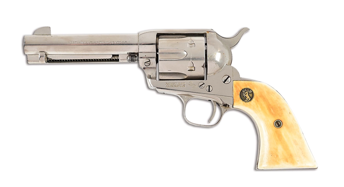 (C) COLT SINGLE ACTION ARMY REVOLVER WITH IVORY GRIPS