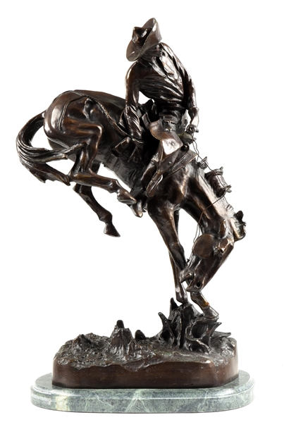 AFTER A WORK BY FREDERICK REMINGTON BRONZE STATUE "OUTLAW".