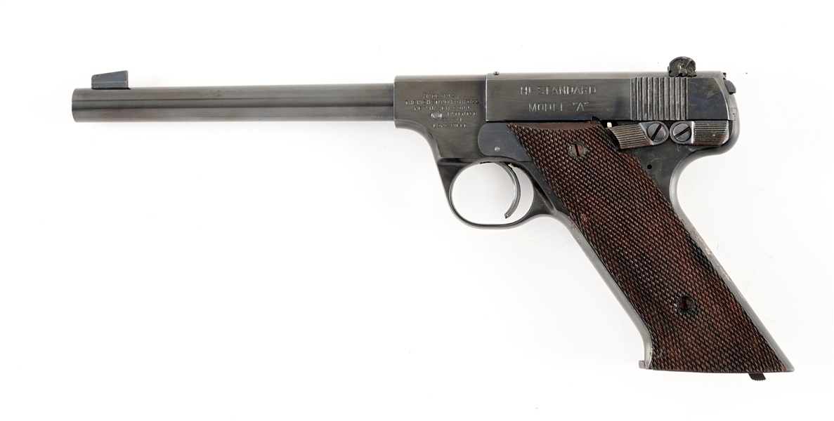 (C) HI-STANDARD MODEL A SEMI AUTOMATIC PISTOL.