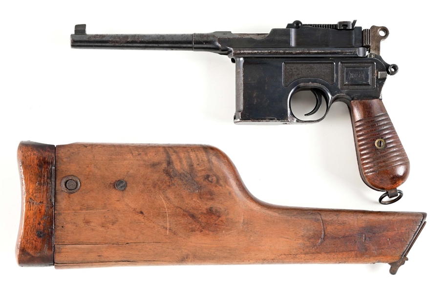 (C) MAUSER C96 BROOMHANDLE SEMI-AUTOMATIC PISTOL WITH STOCK HOLSTER.