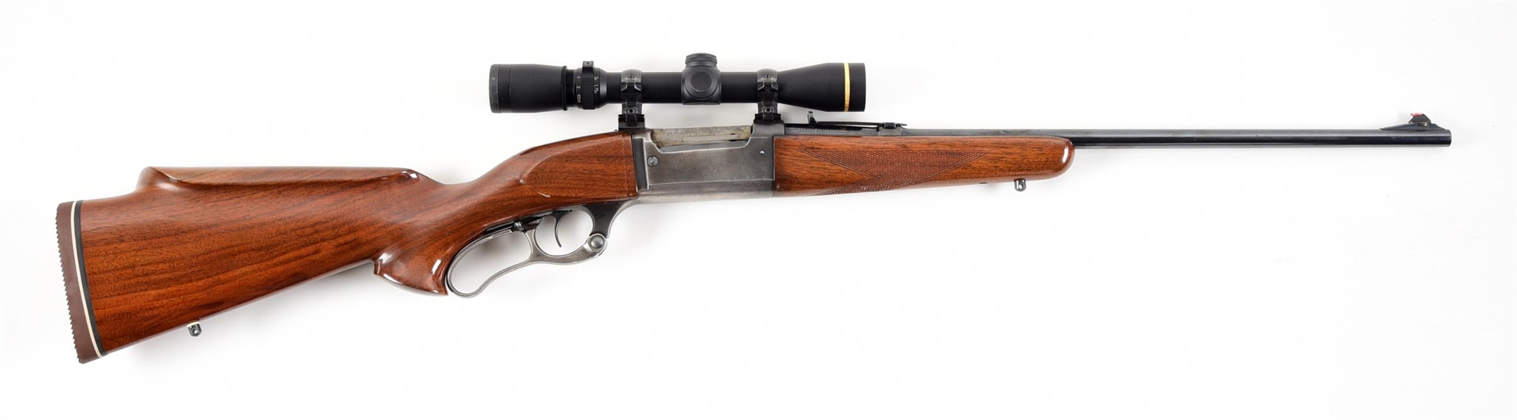 (C) SAVAGE MODEL 99F FEATHERWEIGHT LEVER ACTION RIFLE WITH LEUPOLD SCOPE.