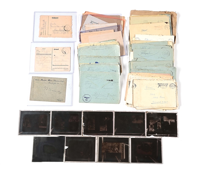 LOT OF GERMAN WWII DOCUMENTS POST CARDS AND ENVELOPES.