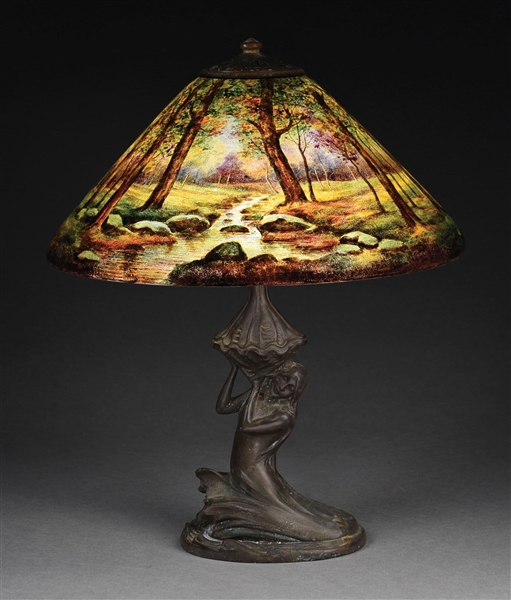 HANDEL RIVER BED REVERSE PAINTED TABLE LAMP
