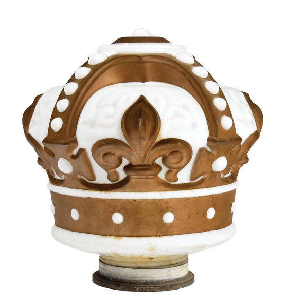 STANDARD GOLD CROWN GASOLINE ONE PIECE CAST MILK GLASS GLOBE.