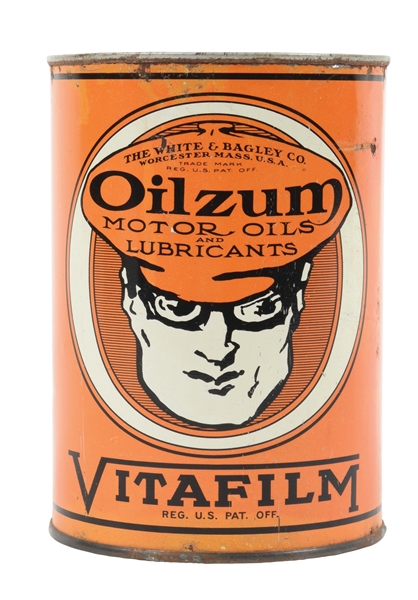 RARE OILZUM "VITAFILM" MOTOR OIL ONE QUART CAN. 