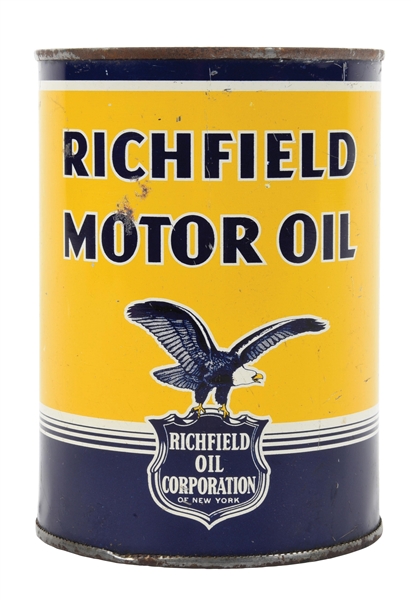 RICHFIELD MOTOR OIL ONE QUART CAN W/ EAGLE GRAPHIC. 