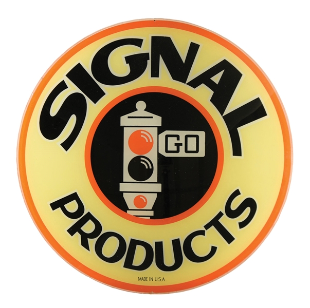 RARE SIGNAL PRODUCTS SINGLE 15" GLOBE LENS W/ STOP LIGHT GRAPHIC. 