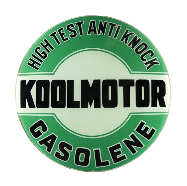 KOOLMOTOR HIGH TEST ANTI KNOCK GASOLENE 15" SINGLE GLOBE LENS. 