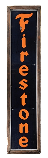 FIRESTONE TIRES PORCELAIN SIGN W/ WOOD FRAME.