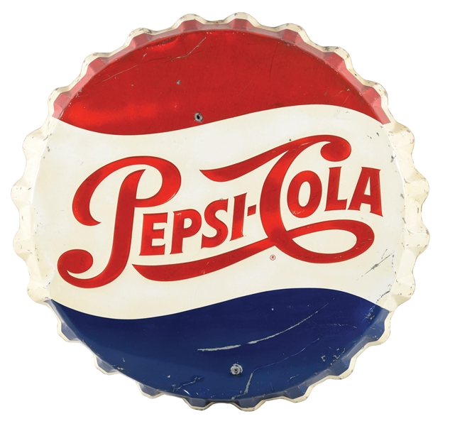 PEPSI-COLA BOTTLE CAP SIGN.