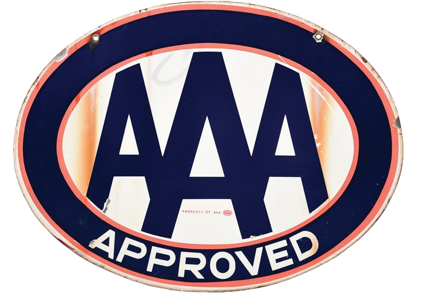 AAA APPROVED PORCELAIN SIGN.