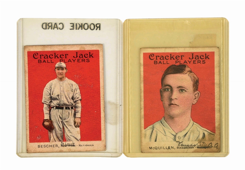 LOT OF 2: 1914 CRACKER JACK BASEBALL PLAYER CARDS