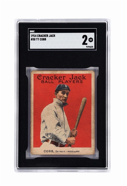 VERY RARE NO. 30 TY COBB 1914 CRACKER JACK BASEBALL CARD