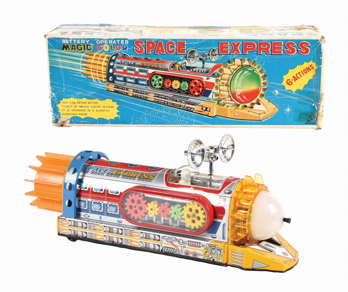 RARE VERSION JAPANESE BATTERY-OPERATED MAGIC COLOR SPACE EXPRESS TOY W/ ORIGINAL BOX