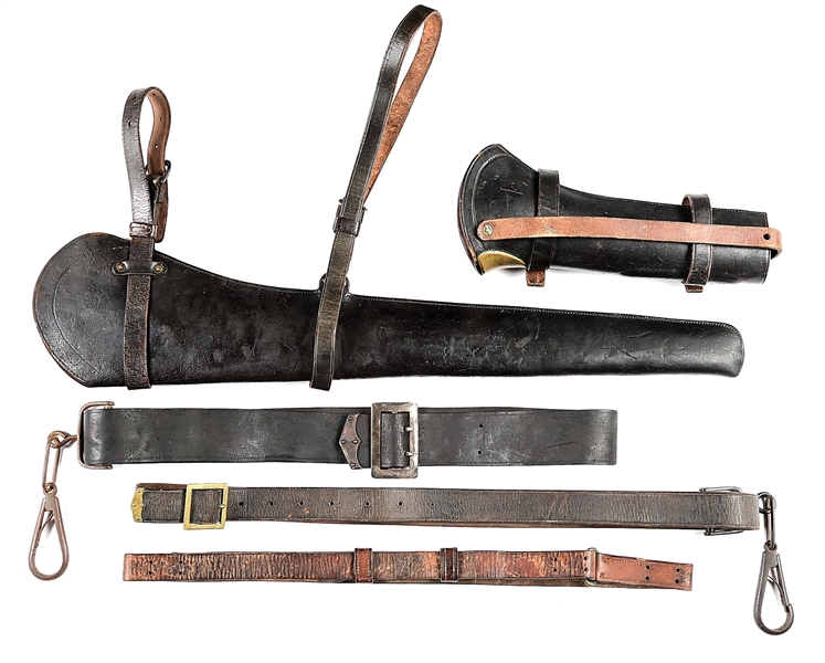 LOT OF 5: CIVIL WAR-INDIAN WARS CARBINE CARBINE SCABBARDS AND CAVALRY SLINGS.