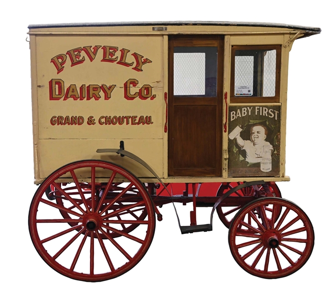 ORIGINAL HORSE-DRAWN DELIVERY CART FOR PEVELY DAIRY CO.