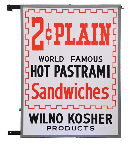 2¢ HOT PASTRAMI SANDWICHES WILNO KOSHER PRODUCTS SIGN