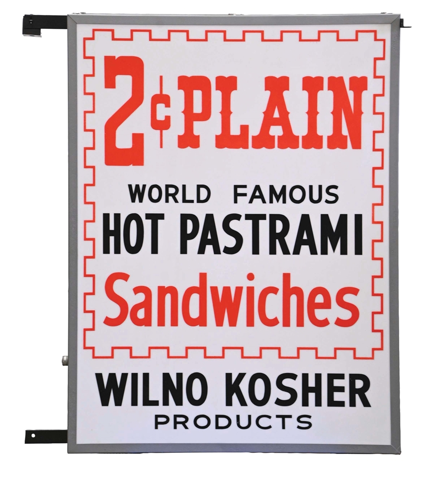 2¢ HOT PASTRAMI SANDWICHES WILNO KOSHER PRODUCTS SIGN