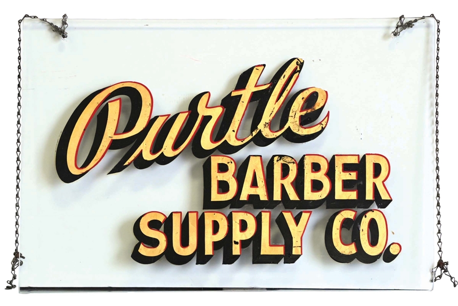 PURTLE BARBER SUPPLY CO. GLASS SIGN