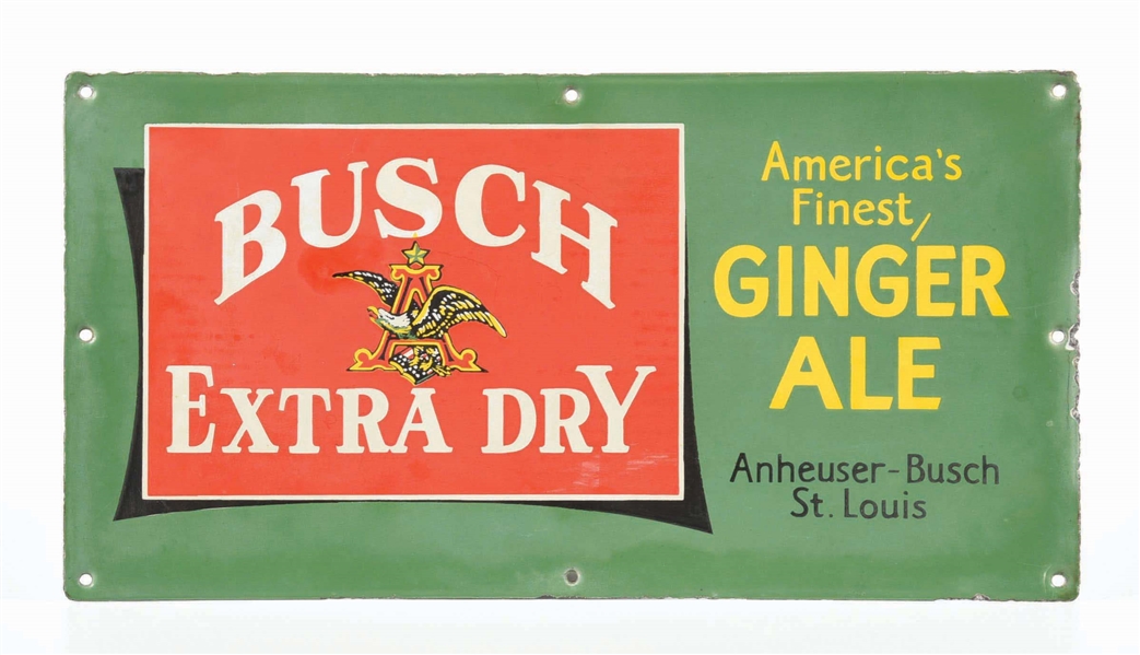 PORCELAIN BUSCH EXTRA DRY GINGER ALE SIGN