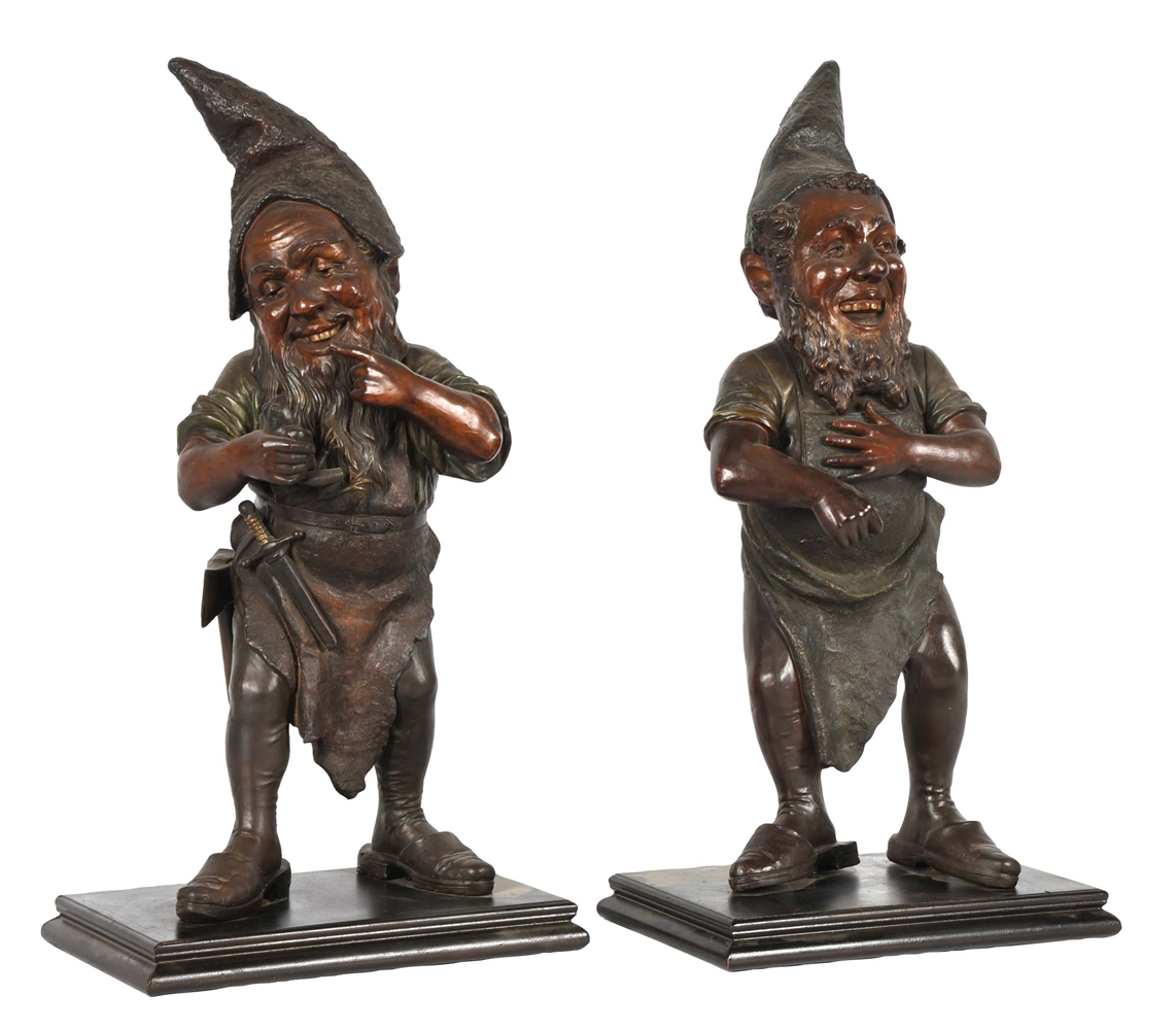 COLLECTION OF 2: PLASTER DWARVES ON PEDASTALS