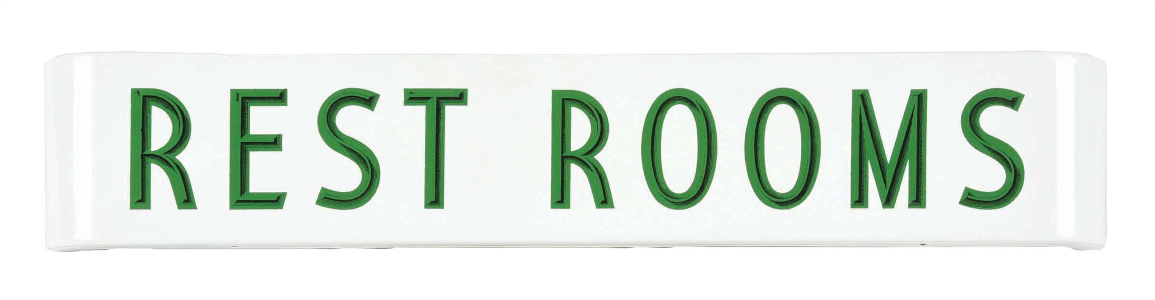 PORCELAIN COCA-COLA CURB SIGN "REST ROOMS" ATTACHMENT SIGN 