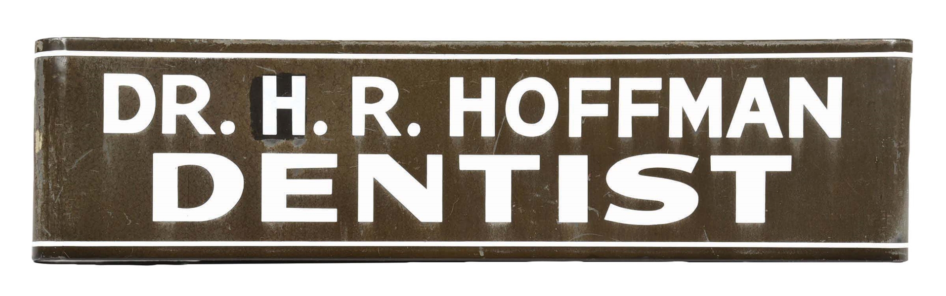 PORCELAIN SIGN ADVERTISING DR. H.R. HOFFMAN DENTIST