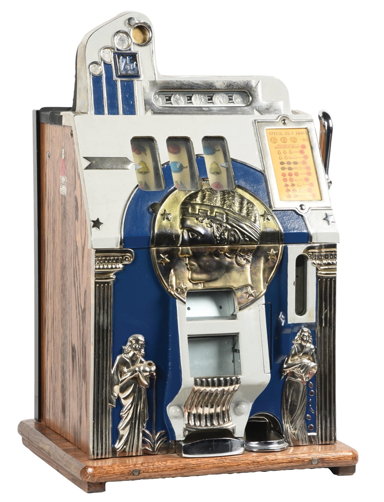 25¢ MILLS ROMAN FRONT SLOT MACHINE