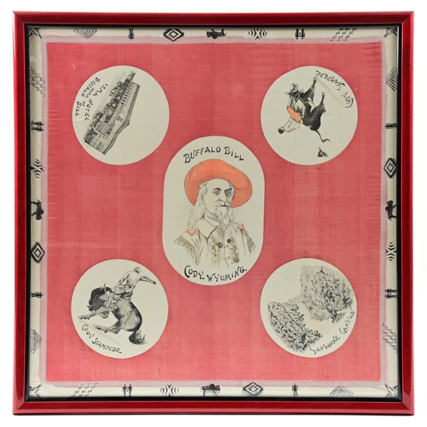 BUFFALO BILL / CODY, WYOMING SILK SCARF PRINT IN FRAME 