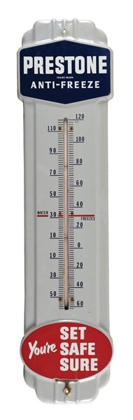 PORCELAIN PRESTONE ANTIFREEZE THERMOMETER.