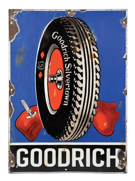 GOODRICH TIRES PORCELAIN SIGN W/ TIRE GRAPHIC