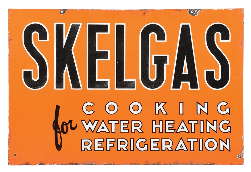 SKELGAS FOR COOKING PORCELAIN SIGN. 